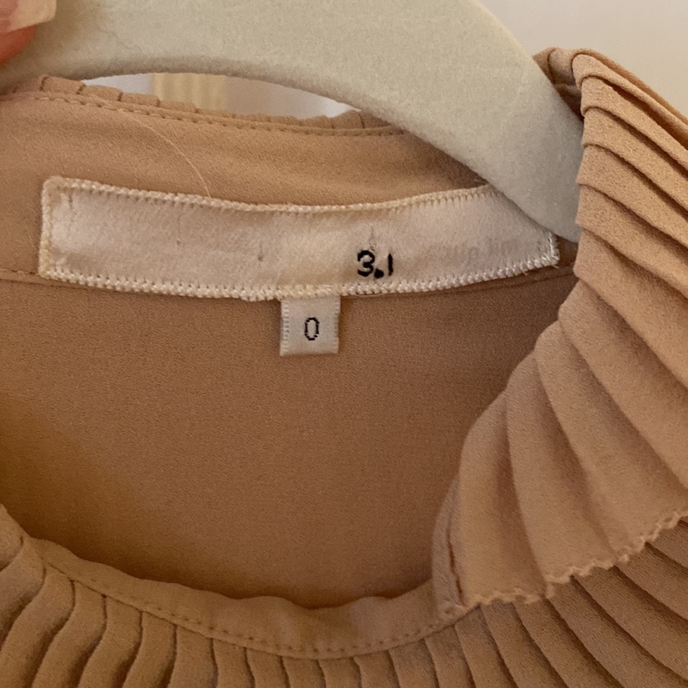 3.1 Phillip Lim Pleated Ruffle Collar Blouse in Beige - Picture 5 of 8